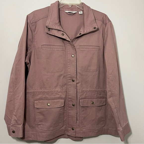 LL Bean Field Barn Jacket Sz XL Utility Cargo Chore Lightweight Pink Garden Girl - Picture 9 of 15